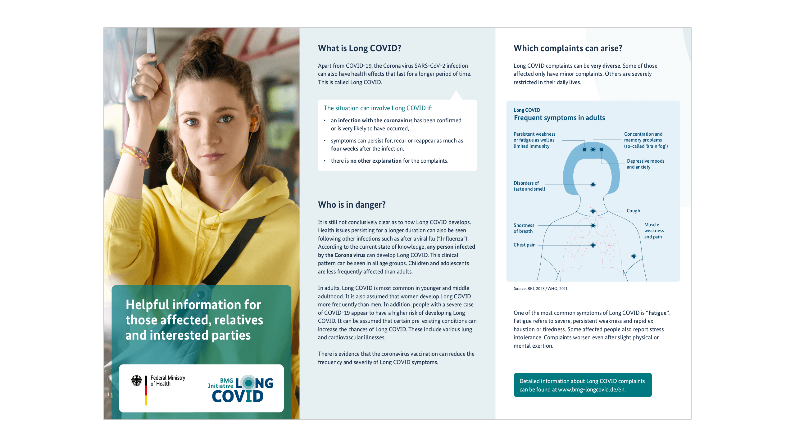 The graphic shows the flyer with helpful information for those affected, relatives and interested parties