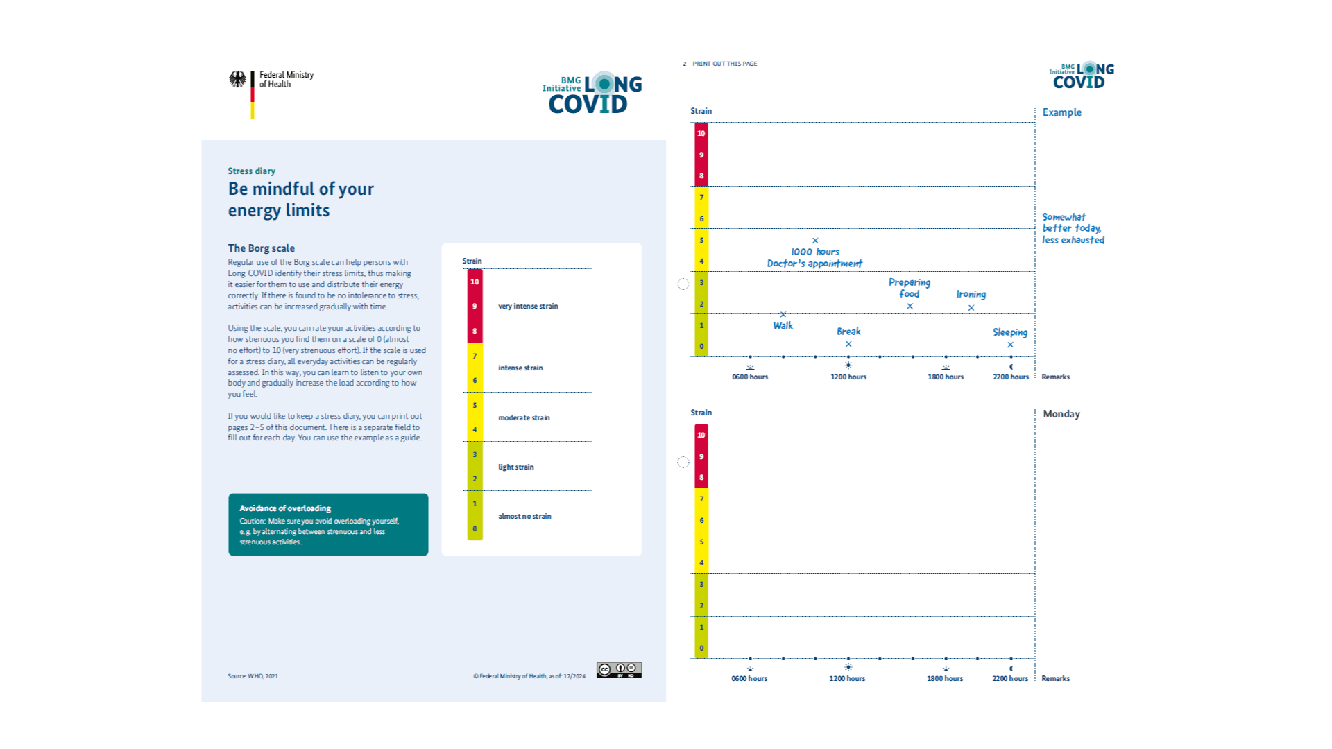 Graphic: Stress diary Borg scale