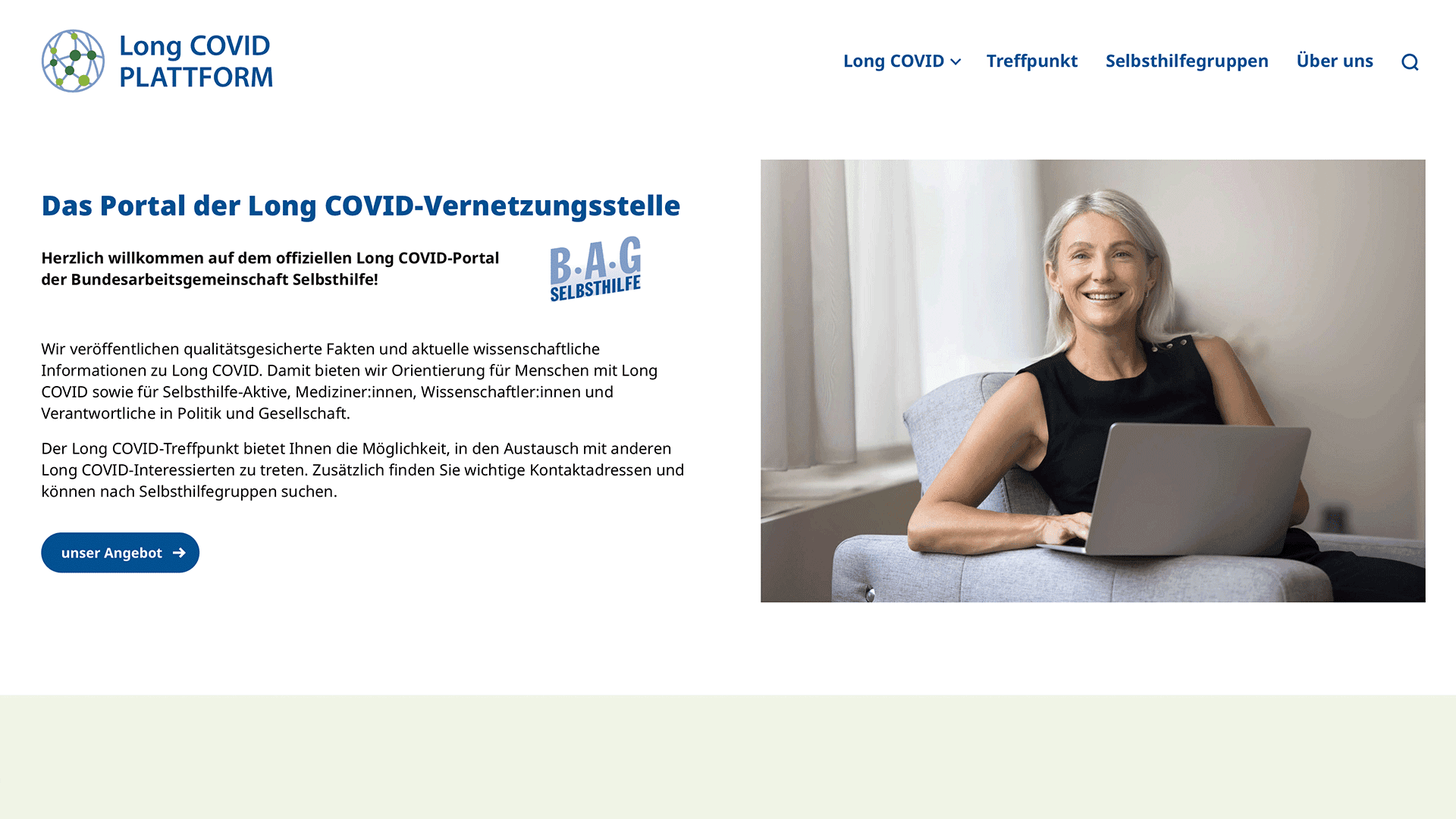 Screenshot: Website of the portal BAG SELBSTHILFE